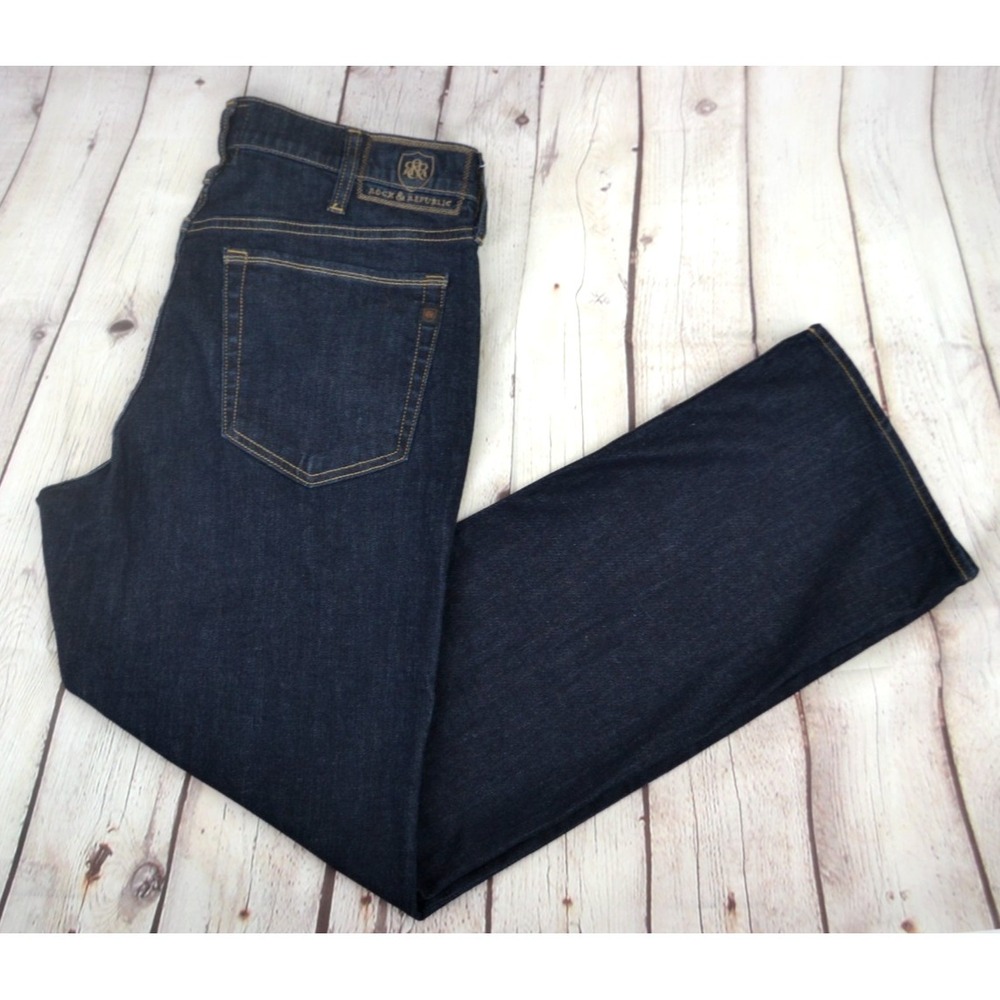 ROCK & REPUBLIC Men's Neil‎ Straight Leg Denim Jeans SIZE 36/32 Dark Wash